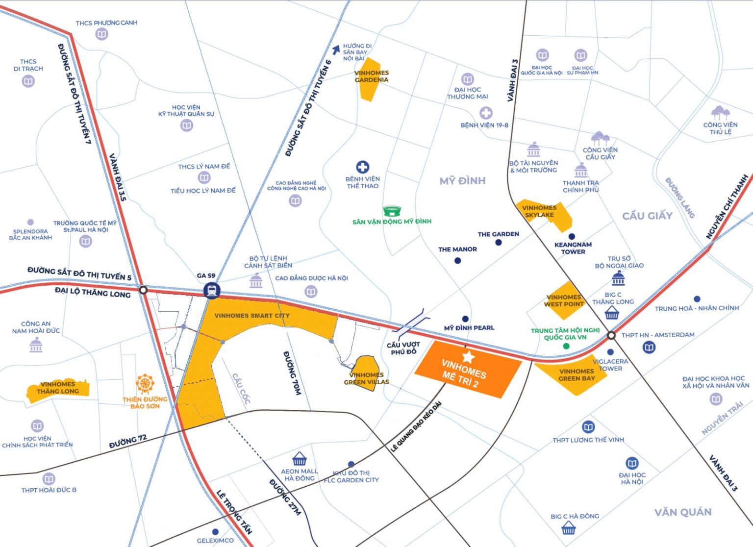 Vị trí Vinhomes Mễ Trì
